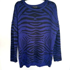 C by Bloomingdales Cashmere 100% Cashmere Animal Print Sweater, L, Blue